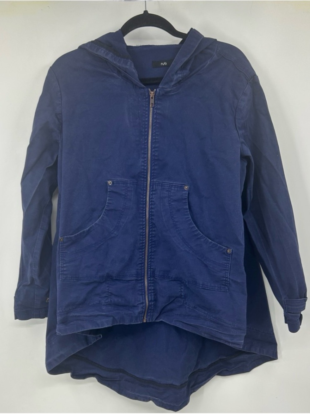 Ruti Oversized Navy Zip-Front Hooded Jacket Size S/M